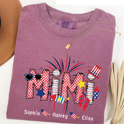 Patriotic Doodle 4th Of July Personalized Mimi And Grandkid Personalized Independence Day Shirt