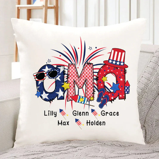 Patriotic Doodle 4th Of July Ama And Grandkid CTH01 Indoor Pillow