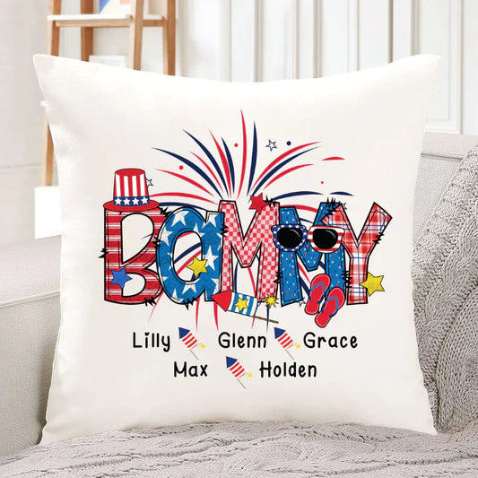 Patriotic Doodle 4th Of July Bammy And Grandkid CTH01 Indoor Pillow
