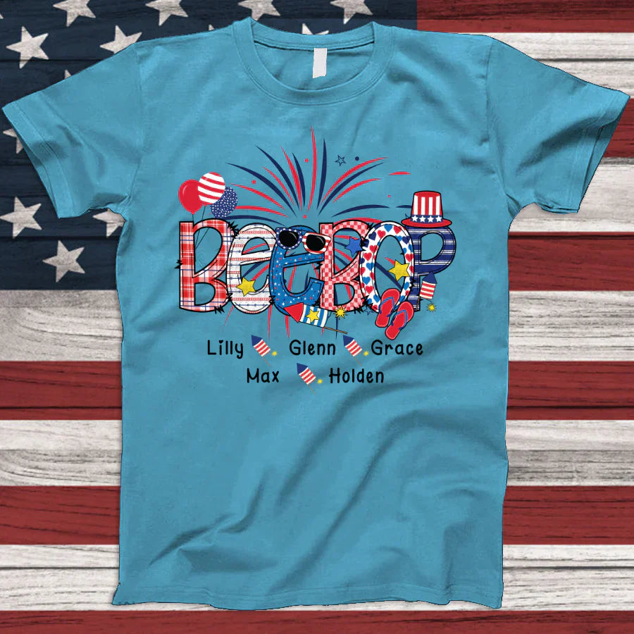 Patriotic Doodle 4th Of July Beebop And Grandkid CTH01 T-Shirt