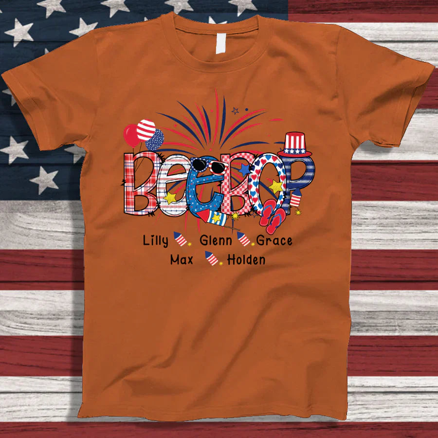 Patriotic Doodle 4th Of July Beebop And Grandkid CTH01 T-Shirt