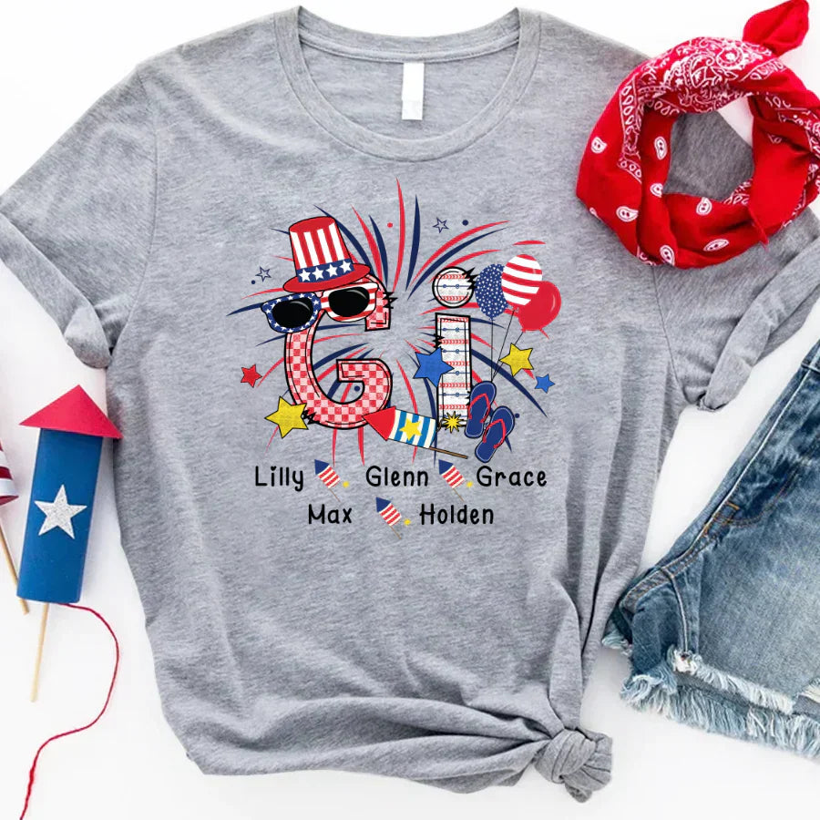 Patriotic Doodle 4th Of July Gi And Grandkid CTH01 T-Shirt