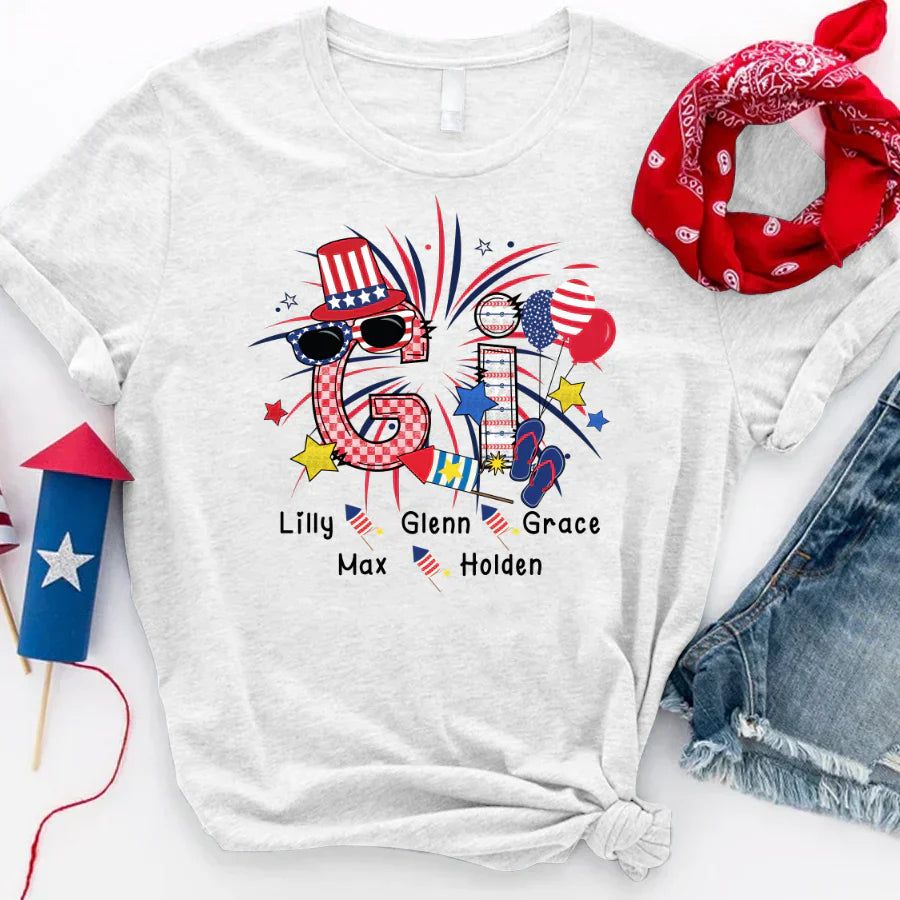 Patriotic Doodle 4th Of July Gi And Grandkid CTH01 T-Shirt