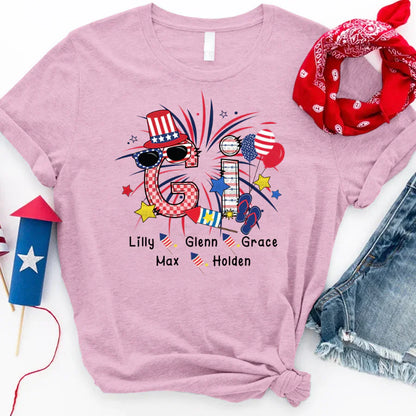 Patriotic Doodle 4th Of July Gi And Grandkid CTH01 T-Shirt