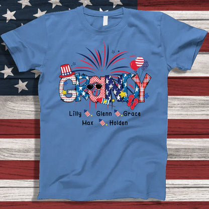 Patriotic Doodle 4th Of July Grandy And Grandkid CTH01 T-Shirt