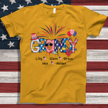 Patriotic Doodle 4th Of July Grandy And Grandkid CTH01 T-Shirt
