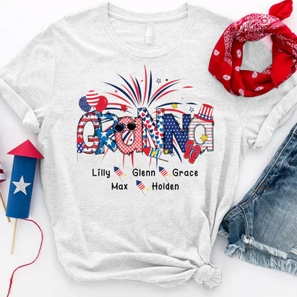 Patriotic Doodle 4th Of July Granna And Grandkid CTH01 T-Shirt
