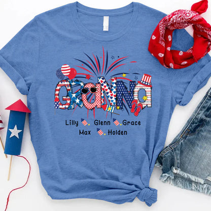 Patriotic Doodle 4th Of July Granna And Grandkid CTH01 T-Shirt