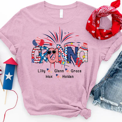 Patriotic Doodle 4th Of July Granna And Grandkid CTH01 T-Shirt