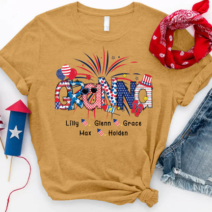 Patriotic Doodle 4th Of July Granna And Grandkid CTH01 T-Shirt