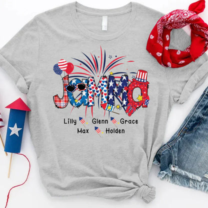Patriotic Doodle 4th Of July Jamma And Grandkid CTH01 T-Shirt