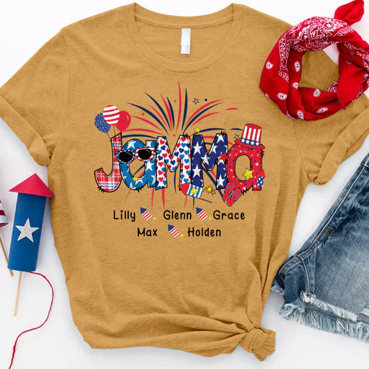 Patriotic Doodle 4th Of July Jamma And Grandkid CTH01 T-Shirt