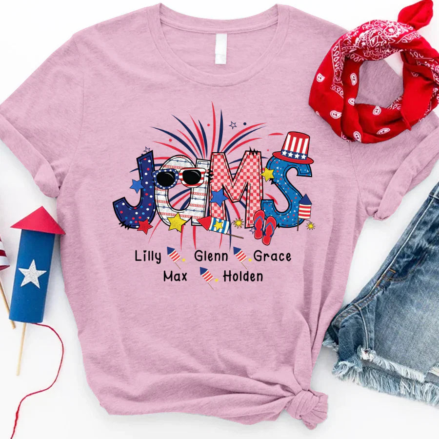 Patriotic Doodle 4th Of July Jams And Grandkid CTH01 T-Shirt
