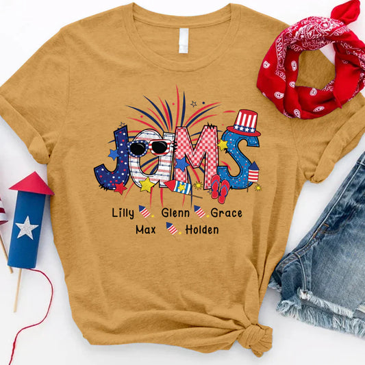 Patriotic Doodle 4th Of July Jams And Grandkid CTH01 T-Shirt