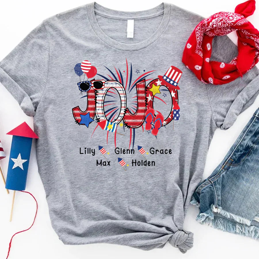 Patriotic Doodle 4th Of July JoJo And Grandkid CTH01 T-Shirt
