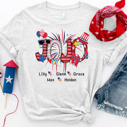 Patriotic Doodle 4th Of July JoJo And Grandkid CTH01 T-Shirt