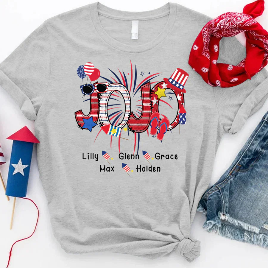 Patriotic Doodle 4th Of July JoJo And Grandkid CTH01 T-Shirt