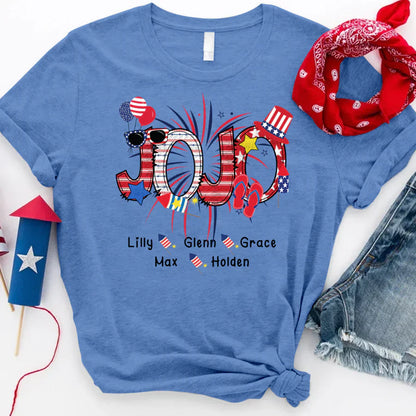 Patriotic Doodle 4th Of July JoJo And Grandkid CTH01 T-Shirt