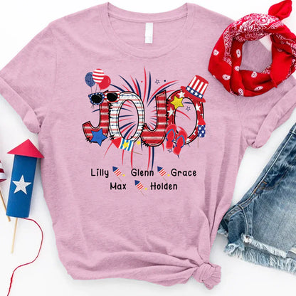 Patriotic Doodle 4th Of July JoJo And Grandkid CTH01 T-Shirt
