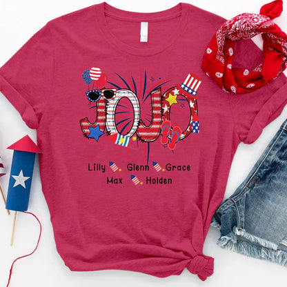 Patriotic Doodle 4th Of July JoJo And Grandkid CTH01 T-Shirt