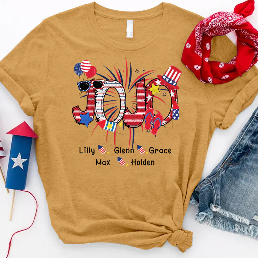 Patriotic Doodle 4th Of July JoJo And Grandkid CTH01 T-Shirt