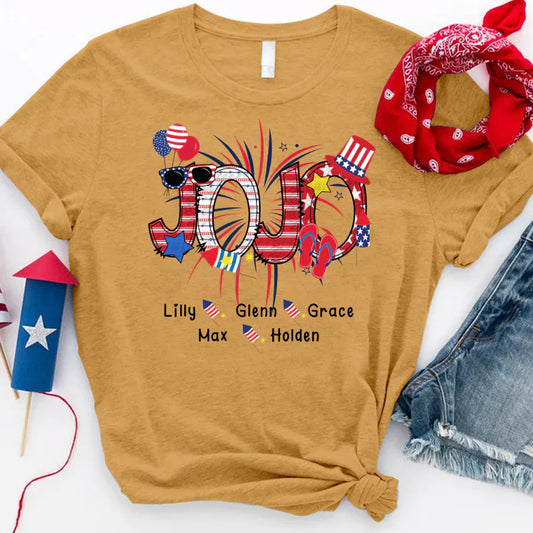 Patriotic Doodle 4th Of July JoJo And Grandkid CTH01 T-Shirt