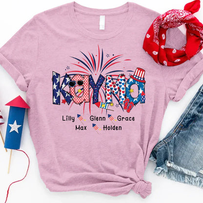 Patriotic Doodle 4th Of July Kayma And Grandkid CTH01 T-Shirt