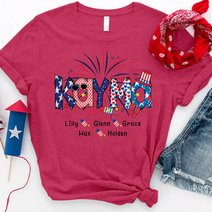 Patriotic Doodle 4th Of July Kayma And Grandkid CTH01 T-Shirt
