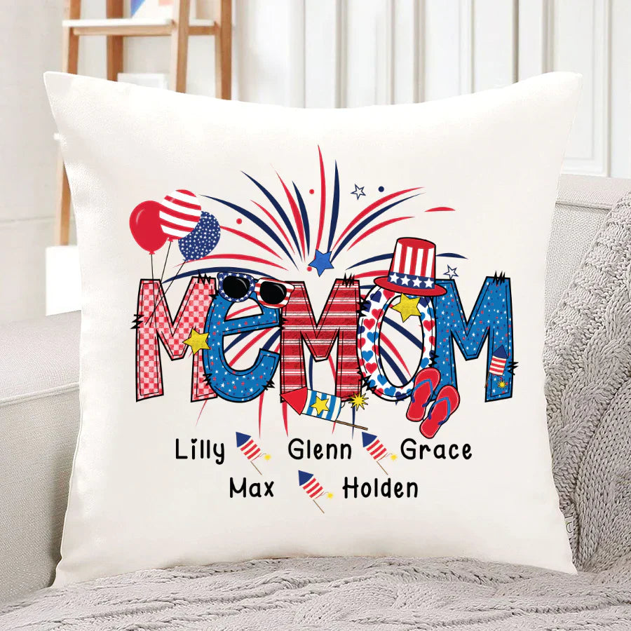 Patriotic Doodle 4th Of July Memom And Grandkid CTH01 Indoor Pillow