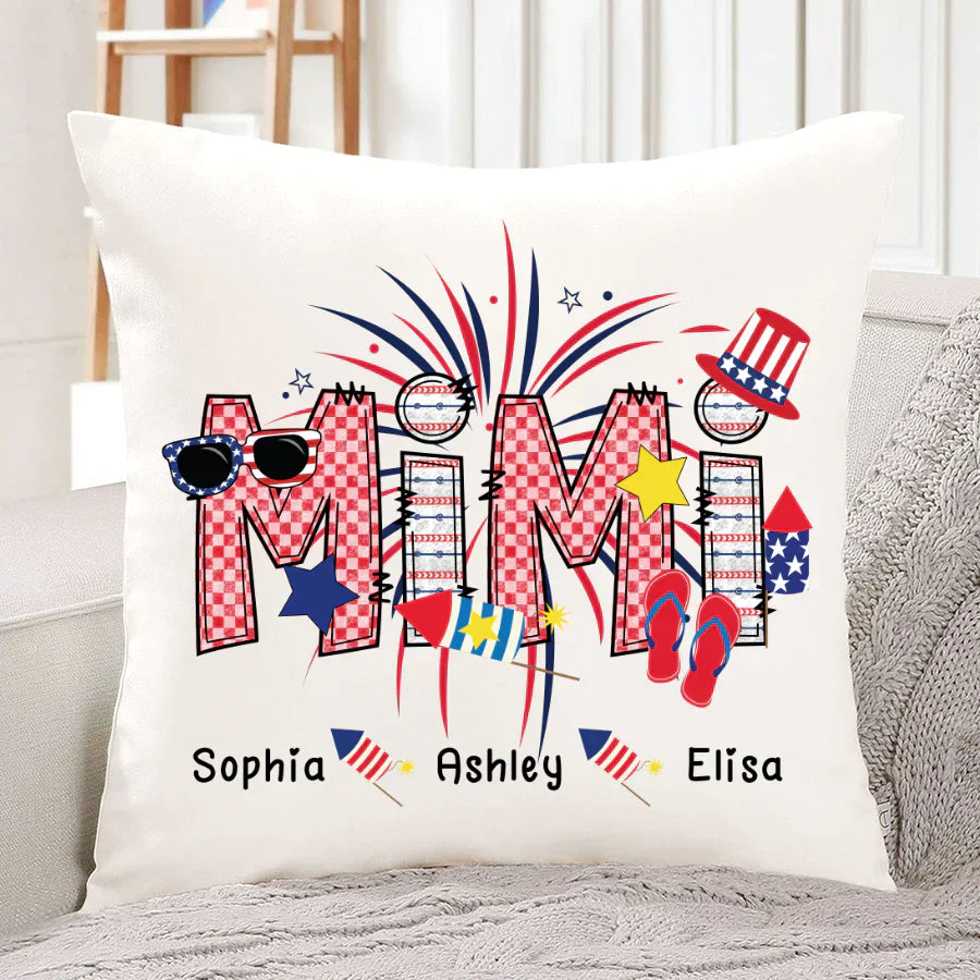Patriotic Doodle 4th Of July Mimi And Grandkid CTH01 Indoor Pillow