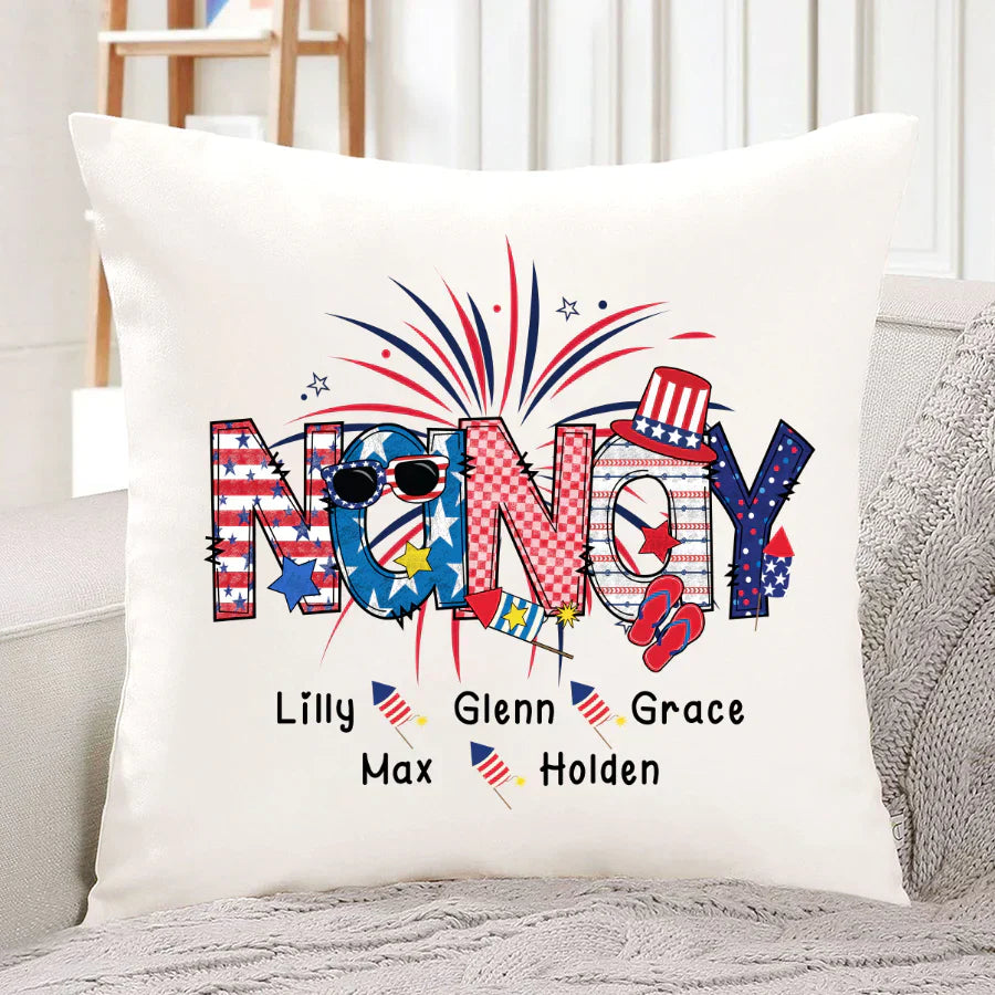 Patriotic Doodle 4th Of July Nanay And Grandkid CTH01 Indoor Pillow
