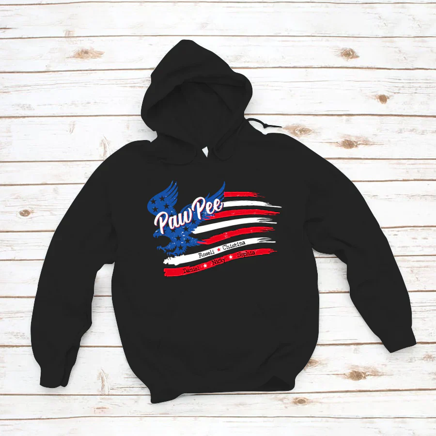 PawPee With Grandkids Names 4th Of July CTL94 Hoodie