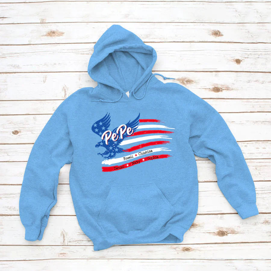PePe With Grandkids Names 4th Of July CTL94 Hoodie