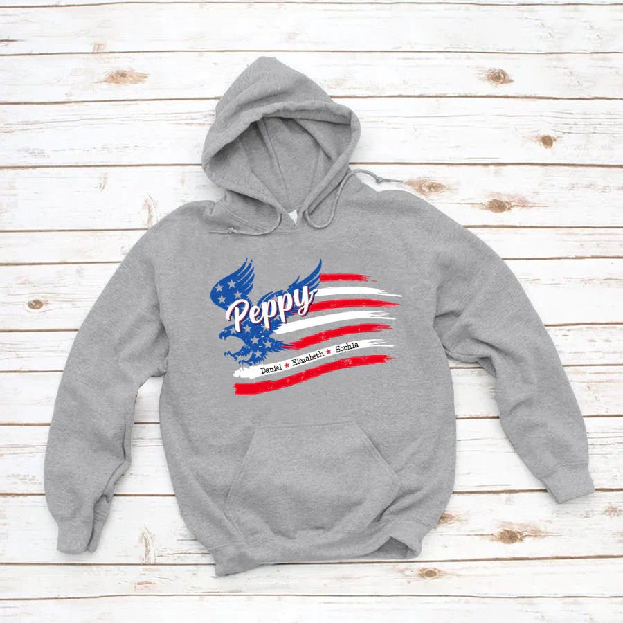 Peppy With Grandkids Names 4th Of July CTL94 Hoodie