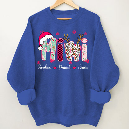 Personalized Christmas Santa Mimi Nana Grandma and Grandkids Christmas Shirt