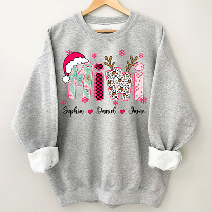 Personalized Christmas Santa Mimi Nana Grandma and Grandkids Christmas Shirt