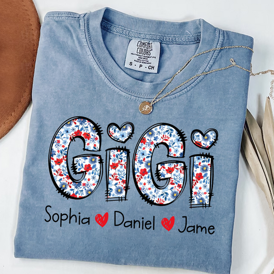 Personalized Gigi And Grandkids Floral 4th Of July