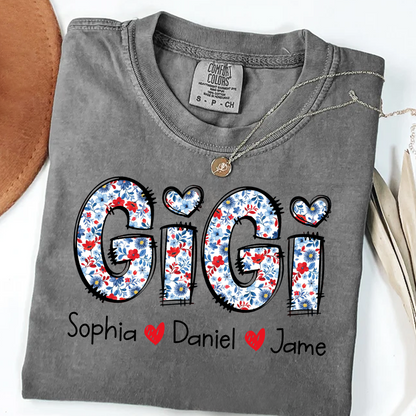 Personalized Gigi And Grandkids Floral 4th Of July