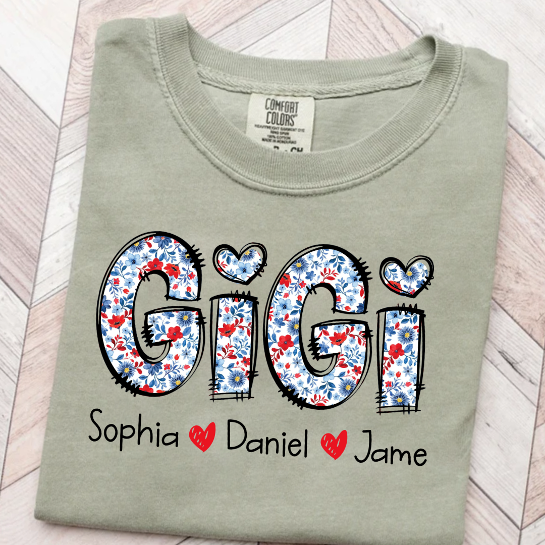 Personalized Gigi And Grandkids Floral 4th Of July