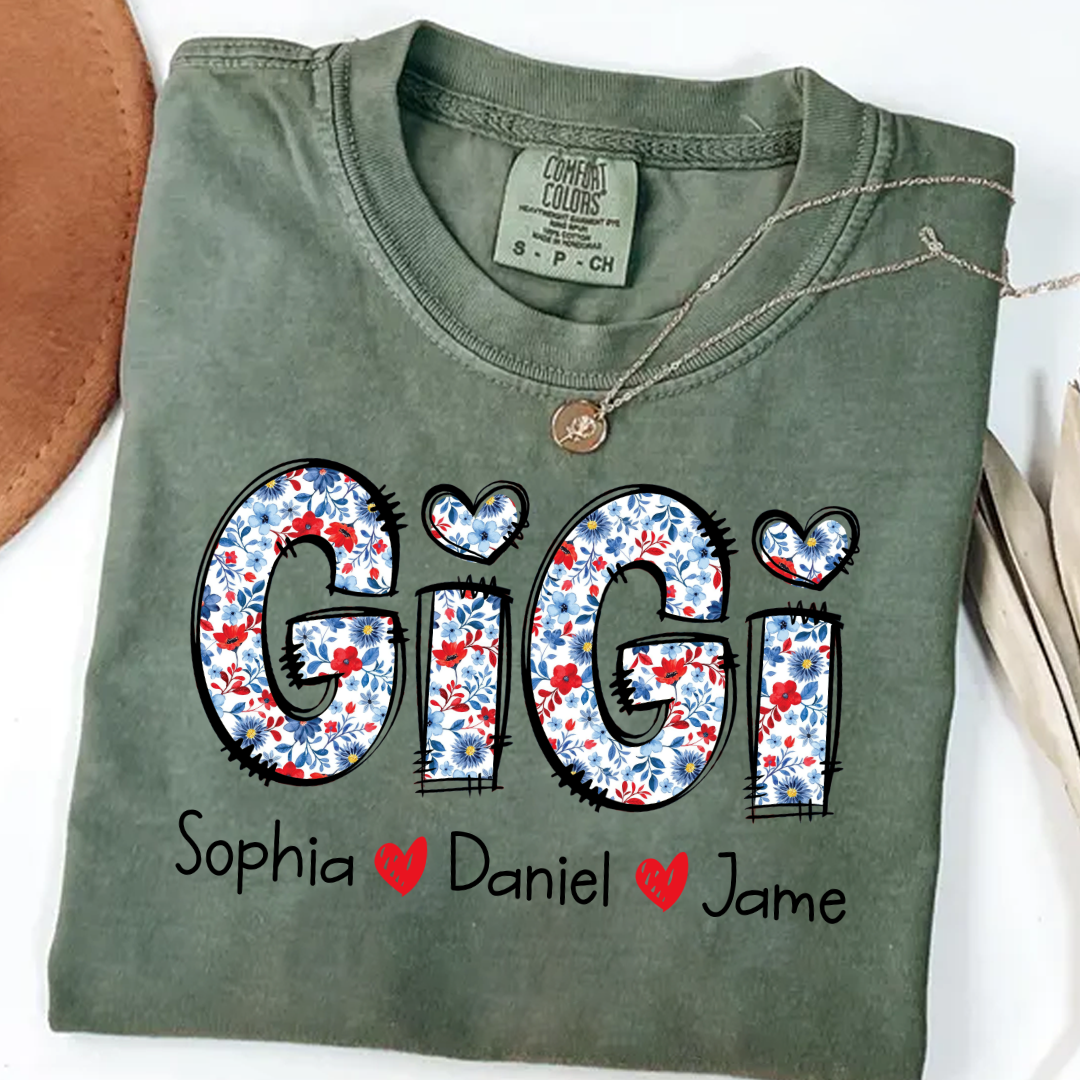 Personalized Gigi And Grandkids Floral 4th Of July