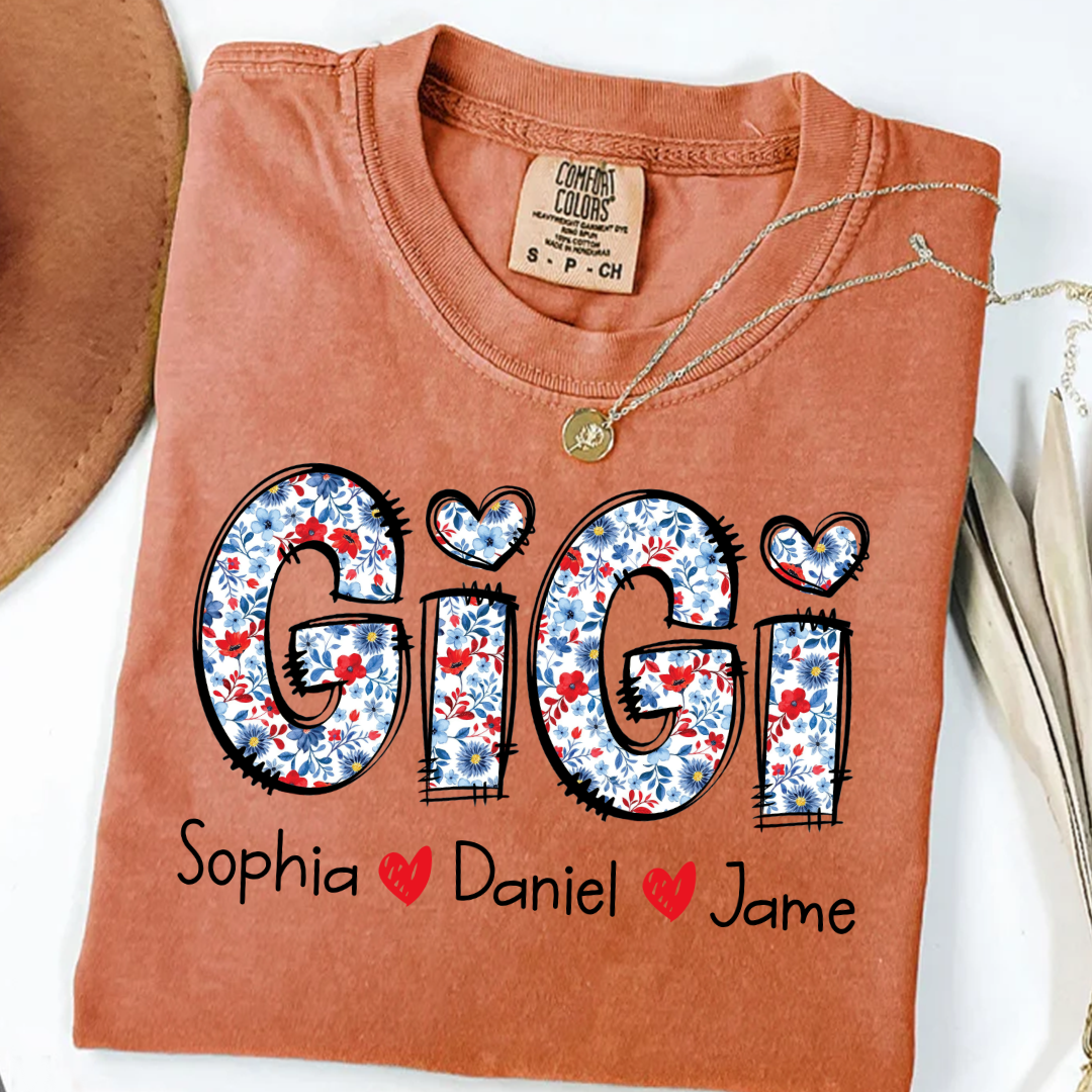 Personalized Gigi And Grandkids Floral 4th Of July