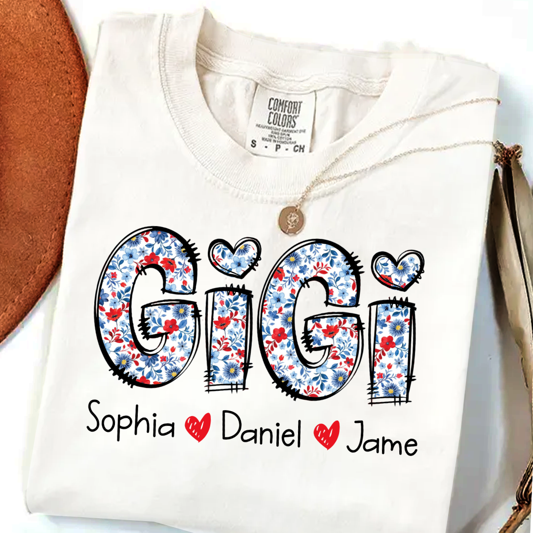 Personalized Gigi And Grandkids Floral 4th Of July