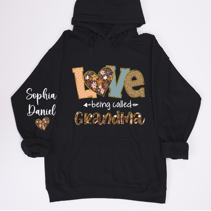 Personalized Grandma Fall Love Being Called Grandma and Custom Grandkids Name Shirt