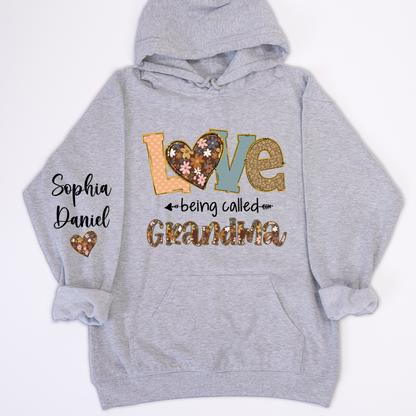 Personalized Grandma Fall Love Being Called Grandma and Custom Grandkids Name Shirt