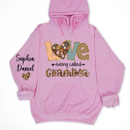 Personalized Grandma Fall Love Being Called Grandma and Custom Grandkids Name Shirt