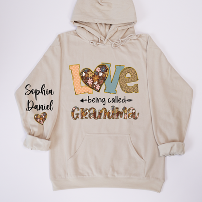 Personalized Grandma Fall Love Being Called Grandma and Custom Grandkids Name Shirt