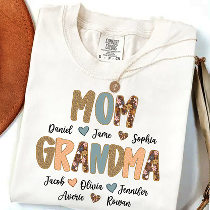 Personalized Grandma Fall, Mom Kids Grandma Grandkids Custom Shirt