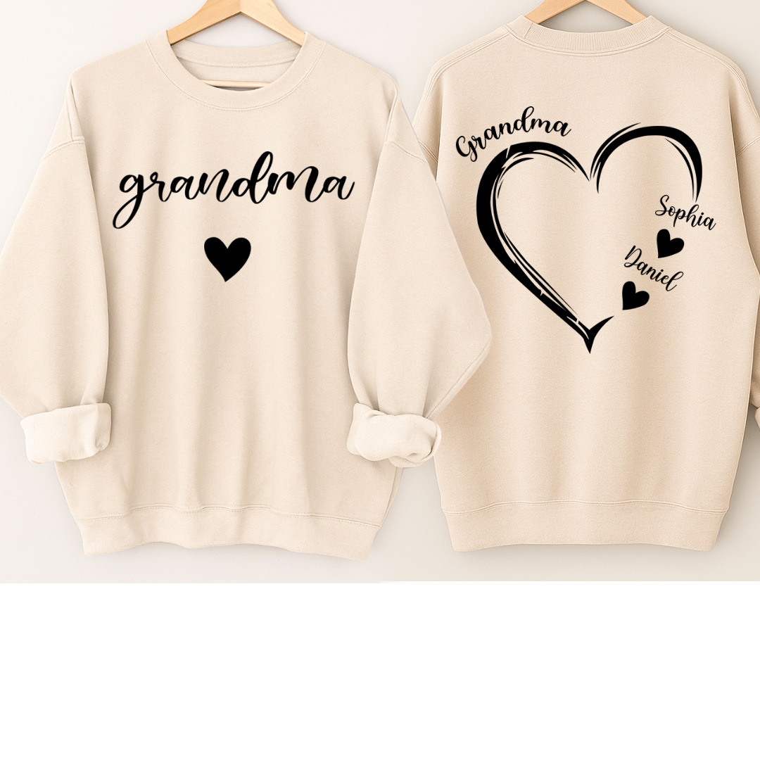 Personalized Grandma Heart And Grandkids Christmas Gift