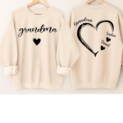 Personalized Grandma Heart And Grandkids Christmas Gift