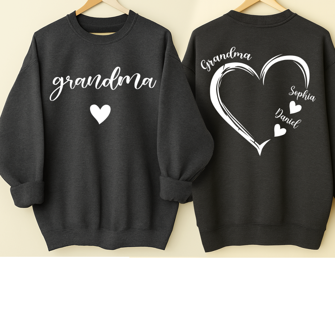 Personalized Grandma Heart And Grandkids Christmas Gift